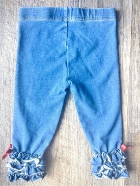 Matilda Jane Girls 2T Blue Ruffle Denim Leggings n Trim Boutique Pants